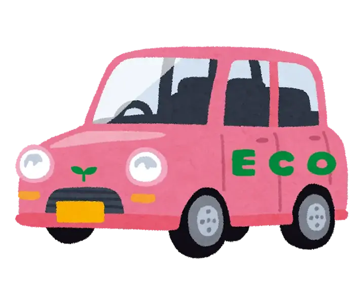 ピンクの軽自動車（エコカー）